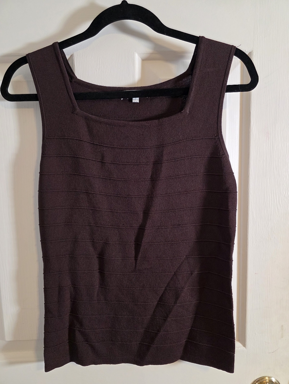 Harve Benard Chocolate Brown Ribbed Square Neck Tank Size Small